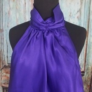 Sleeveless Choker Collar Purple Top Blouse XL